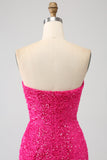 Bling Mermaid Sweetheart Hot Pink Sequins Long Prom Dress