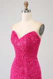 Bling Mermaid Sweetheart Hot Pink Sequins Long Prom Dress