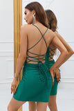 Sparkly Dark Green Sequins Tight Short Graduation Dress