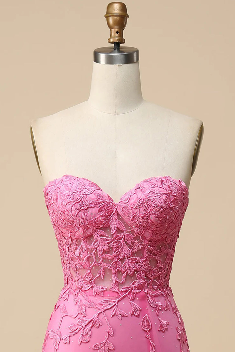 Pink lace evening dress sale