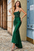 Load image into Gallery viewer, Trendy Mermaid Halter Neck Dark Green Long Prom Dress with Appliques Beading