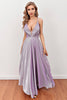 Load image into Gallery viewer, Lilac Deep V Neck Long Prom Dress with Cross Straps