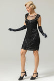 Black 1920s Sequined Flapper Dress