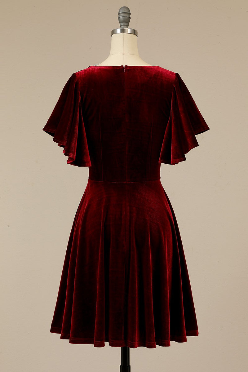 Load image into Gallery viewer, Burgundy Velvet Party Dress