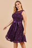 Load image into Gallery viewer, Grape Short Plus Size Lace Dress