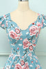 Load image into Gallery viewer, Blue Rose Floral Vintage Dress