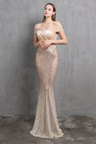 Gold Mermaid Sequin Long Prom Dress