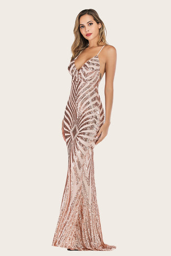Black Mermaid Sequin Long Prom Dress