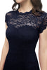 Load image into Gallery viewer, Navy Lace Bodycon Dress