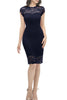 Load image into Gallery viewer, Navy Lace Bodycon Dress