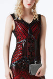 Red Glitter Fringe 1920s Flapper Dress