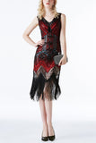 Red Glitter Fringe 1920s Flapper Dress