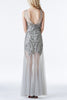 Load image into Gallery viewer, Grey Sequin Long Tulle 1920s Dress