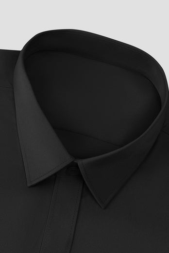 Black Solid Men's Suit Shirt