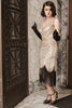 Load image into Gallery viewer, Champagne Fringe Sequins 1920s Dress