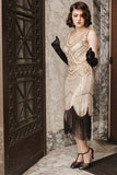 Champagne Fringe Sequins 1920s Dress