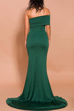 Mermaid Green One Shoulder Dress with Slit