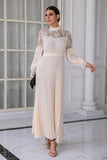 Apricot Long Sleeves Lace Mother Dress