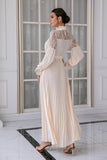 Apricot Long Sleeves Lace Mother Dress