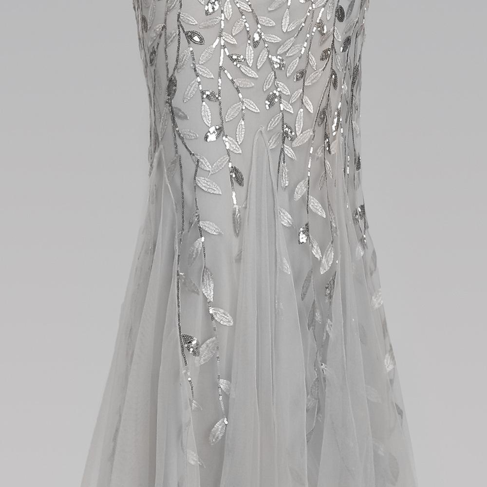 Load image into Gallery viewer, Mermaid Short Sleeves Grey  Prom Dress