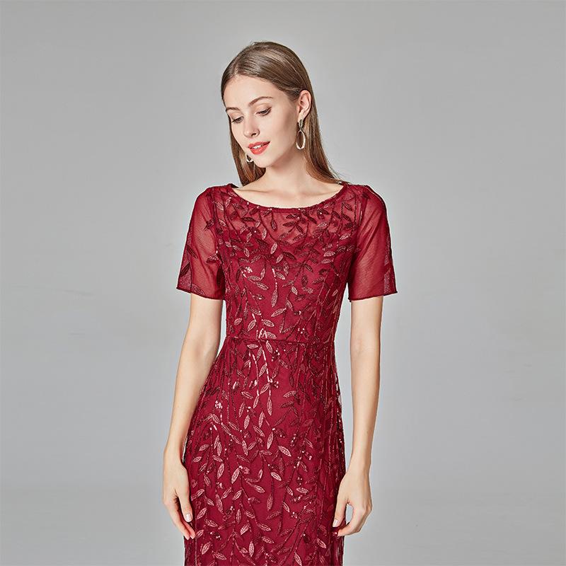 Load image into Gallery viewer, Mermaid Short Sleeves Red Prom Dress