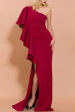 Amazing  One Shoulder Red Evening Party Dress