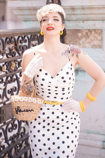 Yellow White Polka Dots Mermaid Dress