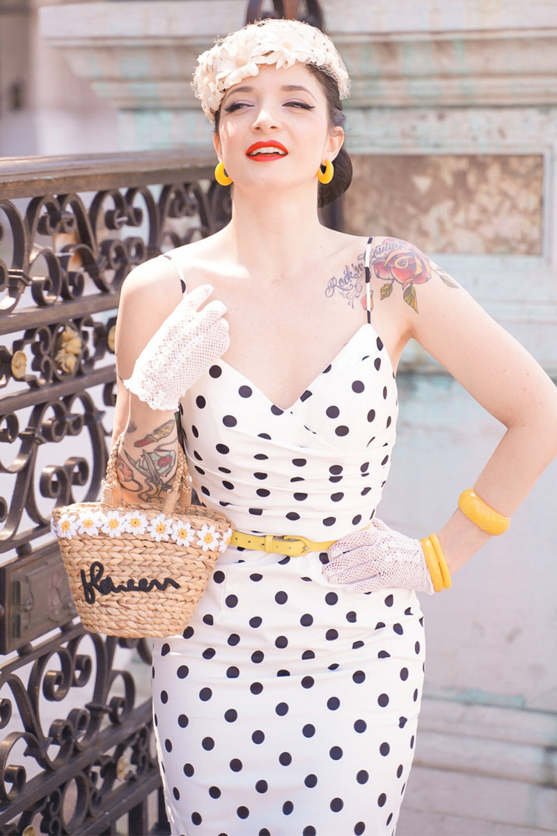 Load image into Gallery viewer, Yellow White Polka Dots Mermaid Dress