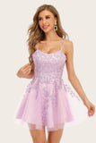 Pink Spaghetti Straps Graduation Dress