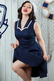 Navy Blue 1950s Style Dress