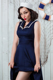 Navy Blue 1950s Style Dress