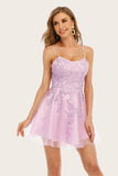 Pink Spaghetti Straps Graduation Dress