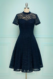 Navy High Neck Lace