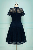 Navy High Neck Lace