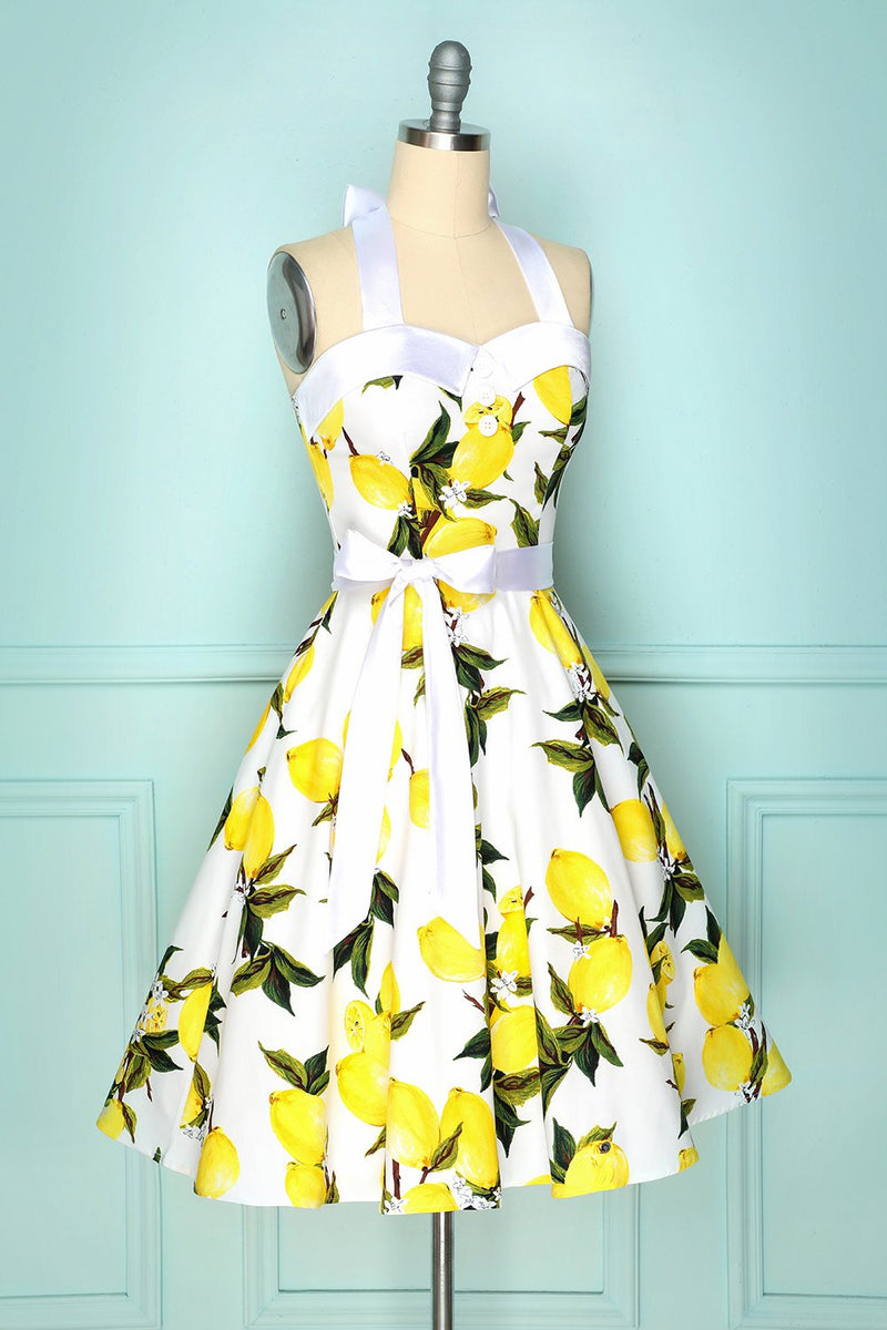 Load image into Gallery viewer, Halter Lemon Dress