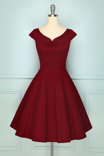 Dark Red Plus Size Swing Dress