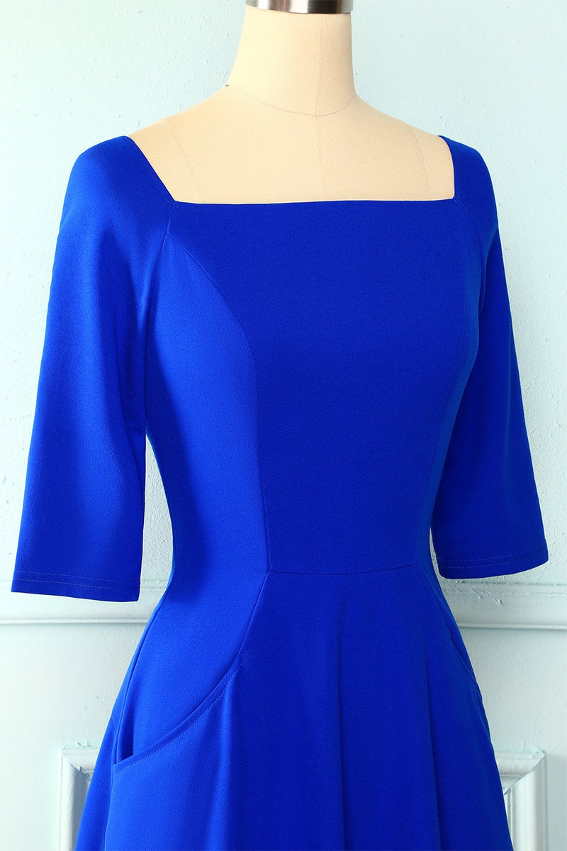 Load image into Gallery viewer, Royal Blue Midi Dress with Pockets