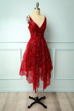 Red Asymmetrical Graduation Dress