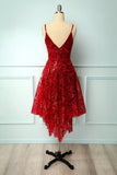 Red Asymmetrical Graduation Dress