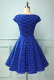 Royal Blue Dress With White Polka Dots