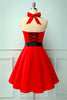 Load image into Gallery viewer, Red/Black Halter Pinup Dress