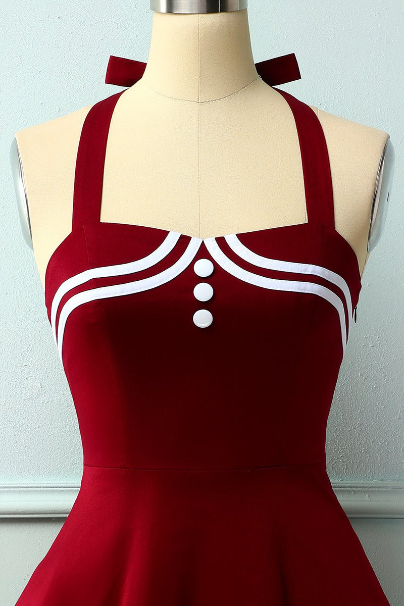Load image into Gallery viewer, Dark Red 50s Rockabilly Pin Up Dress