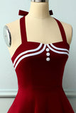 Dark Red 50s Rockabilly Pin Up Dress