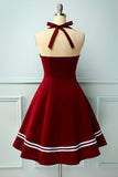 Dark Red 50s Rockabilly Pin Up Dress