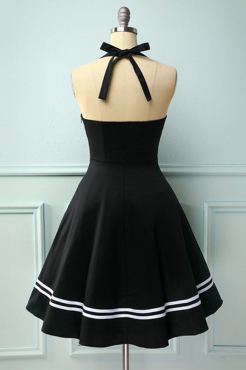 Load image into Gallery viewer, Black 50s Rockabilly Pin Up Dress