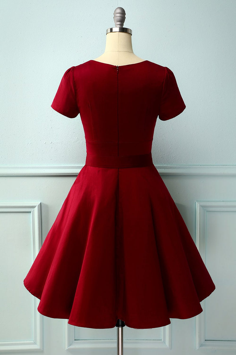 Load image into Gallery viewer, Burgundy Asymmetrical Neck Dress