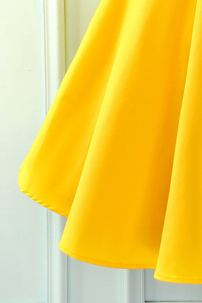 Load image into Gallery viewer, Yellow Asymmetrical Neck Dress