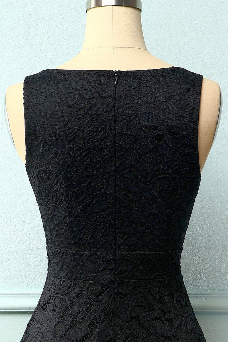 Load image into Gallery viewer, Black V-Neck Lace Dress