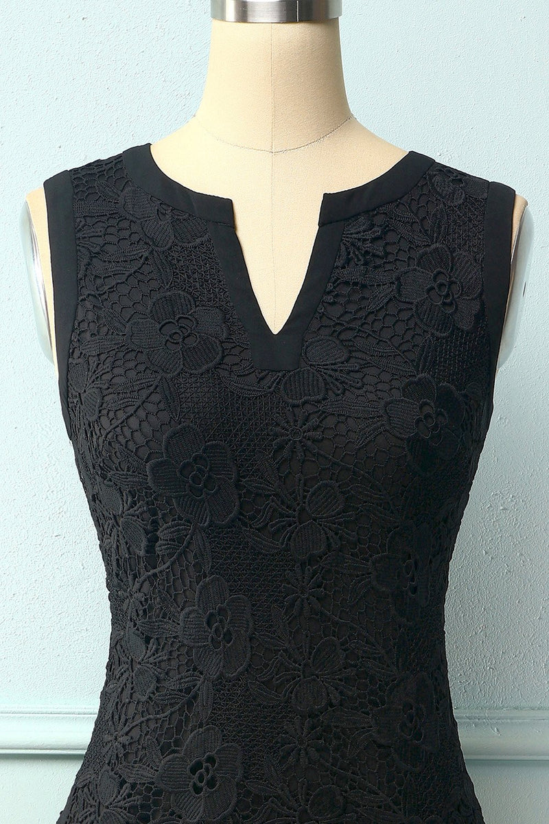 Load image into Gallery viewer, Black Floral Lace Dress