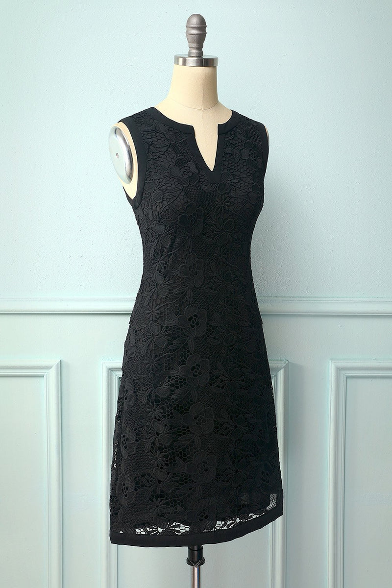 Load image into Gallery viewer, Black Floral Lace Dress